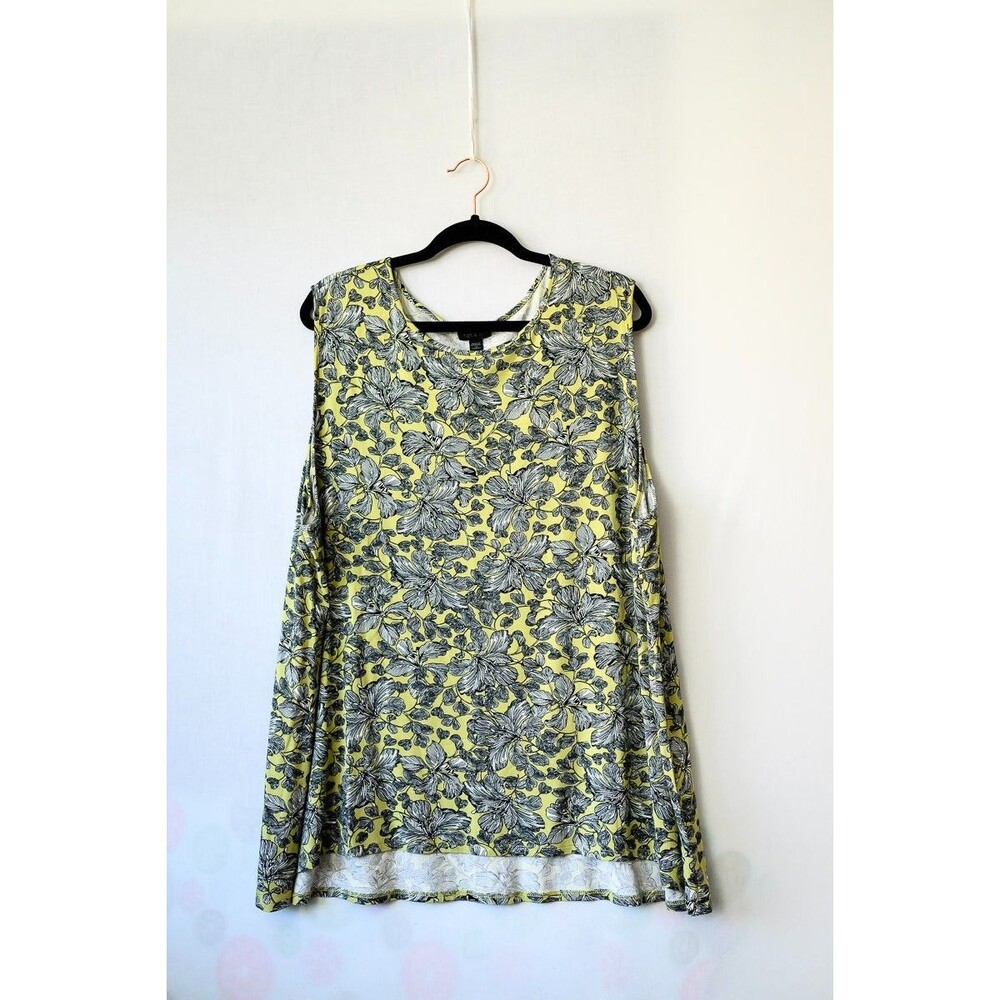 J. Jill Wearever tank top blouse 3x leaf pattern stretch floral capsule basic